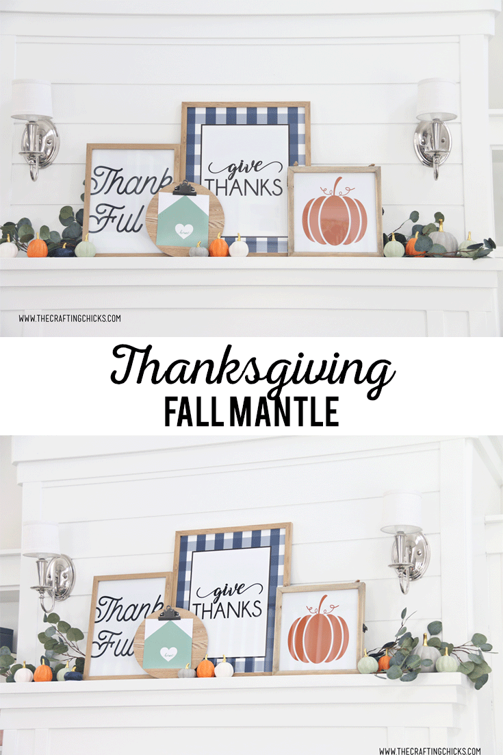 Decorating a Thanksgiving Fall Mantle will be so easy with these beautiful Thanksgiving Home Decor prints. These prints come in 4 different colors, so you can mix and match to create a beautiful mantle that is just perfect for your home. #thanksgivingmantle #thanksgivinghomedecor