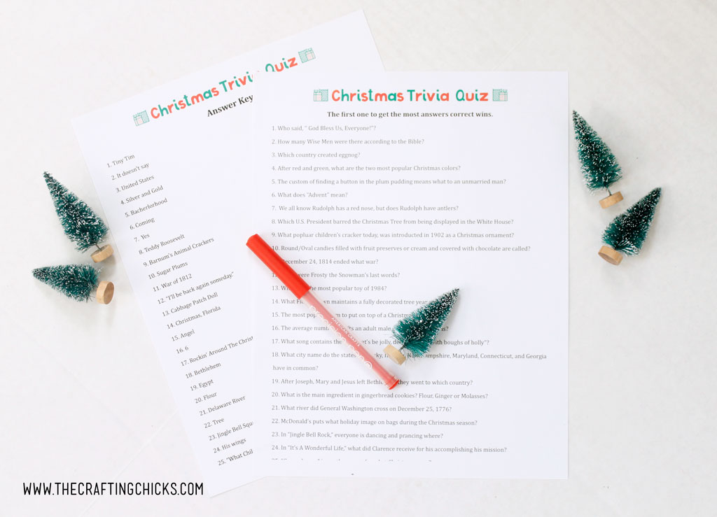 Christmas Trivia Quiz Free Printable game for your next Christmas Party.
