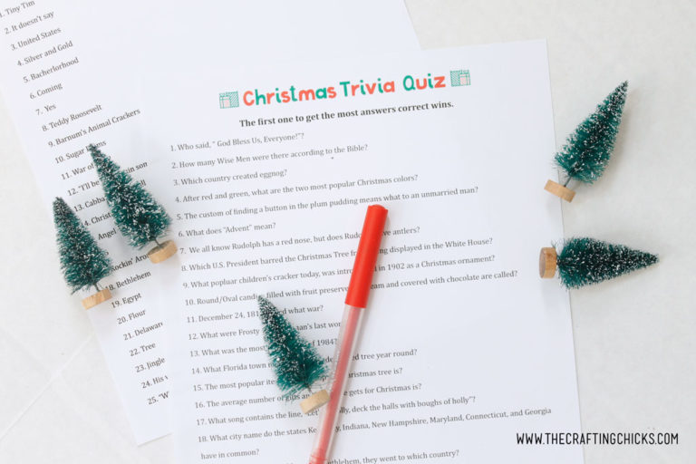 Christmas Trivia Quiz Free Printable - The Crafting Chicks