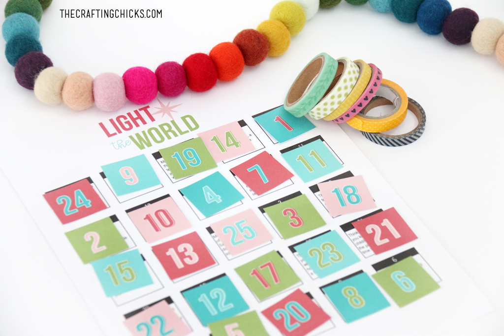 Print and cut out the number squares for the Light the World Advent