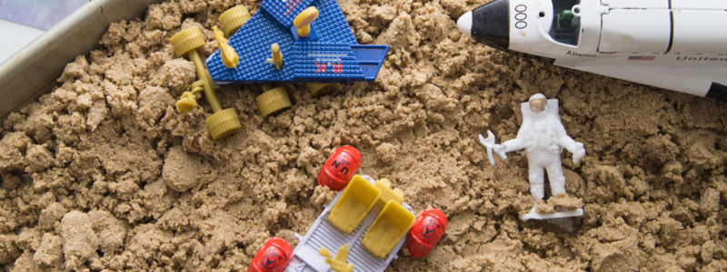 Space Shuttle play toys in Moon Sand