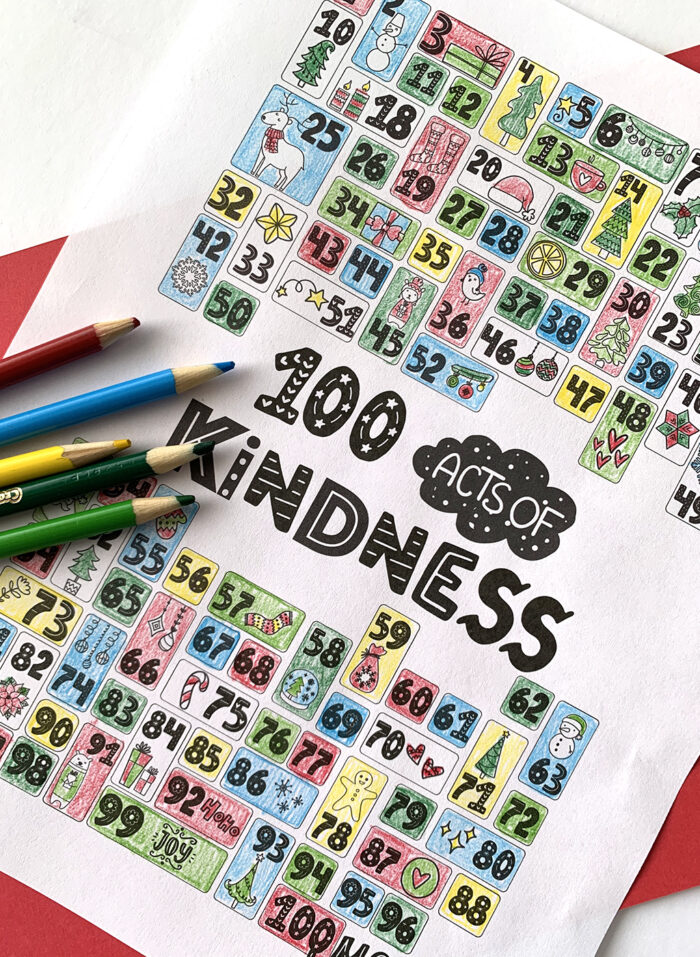 100 Acts of Kindness Coloring Countdown - The Crafting Chicks