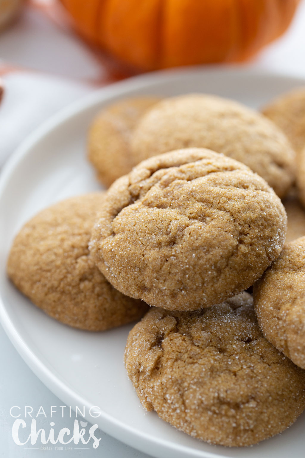 Plate full of Soft and Chewy Pumpkin Molasses Cookies