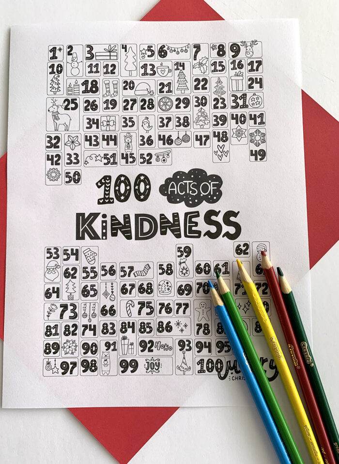 100 Acts of Kindness Coloring Countdown - The Crafting Chicks