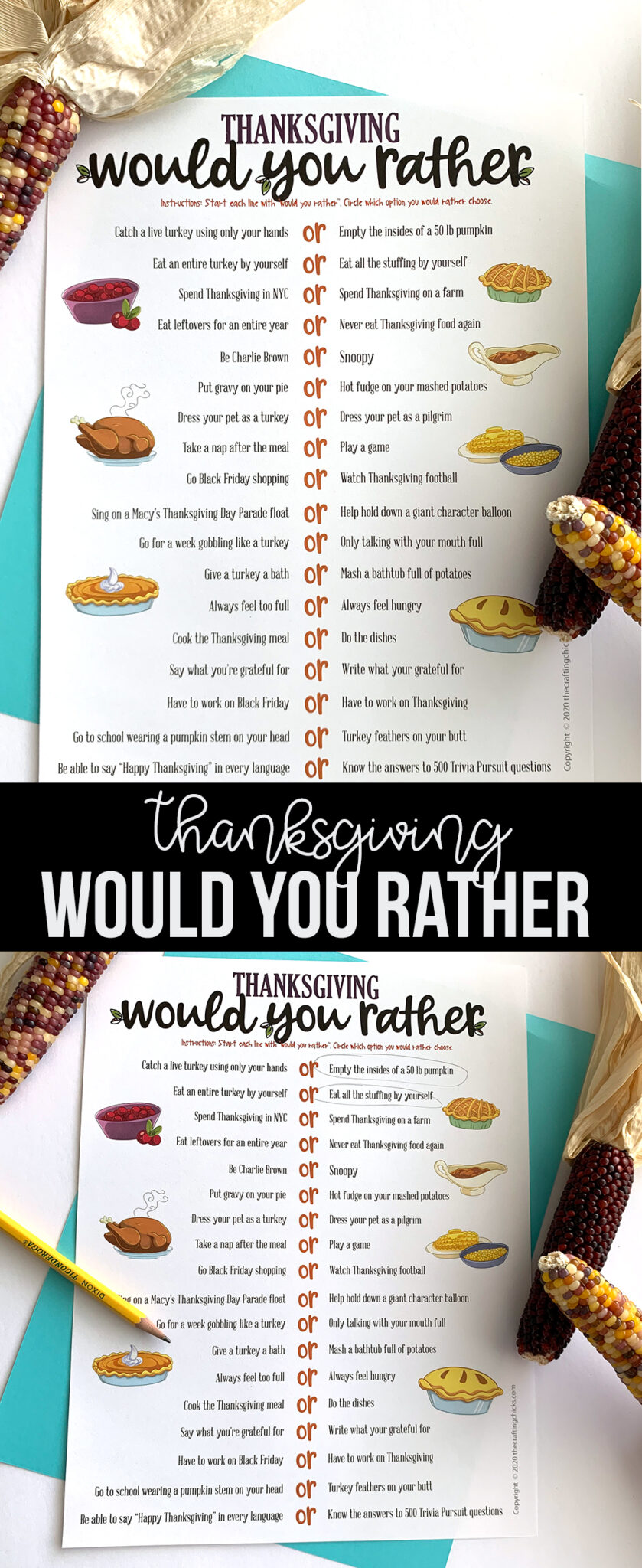 Thanksgiving Would You Rather Free Printable Game The Crafting