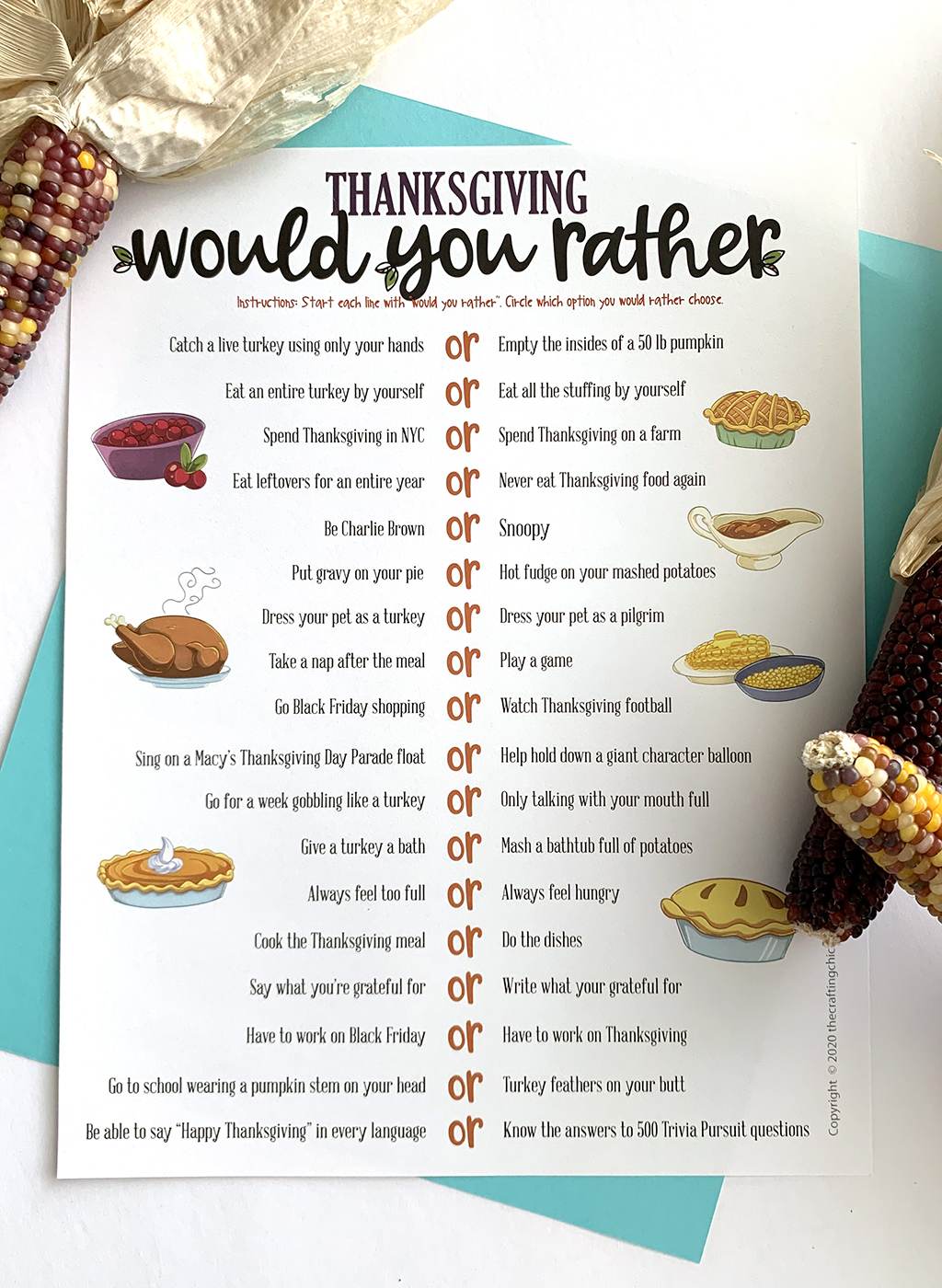 70 Fun Thanksgiving Would You Rather Questions (Free Printable)