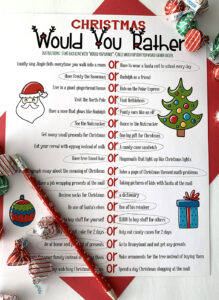 Christmas Would You Rather Free Printable - The Crafting Chicks