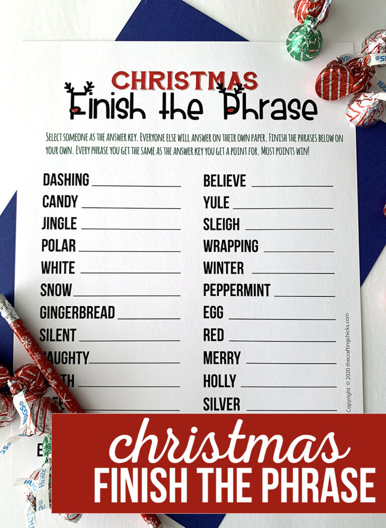 Christmas Finish the Phrase Printable Game The Crafting Chicks