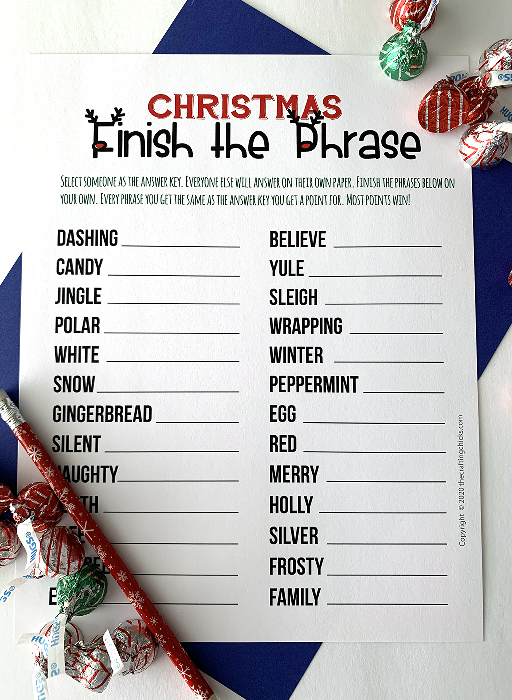 Christmas Finish the Phrase Free Printable Game