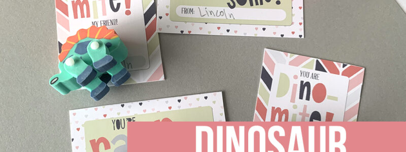 Dinosaur Valentines on a gray background