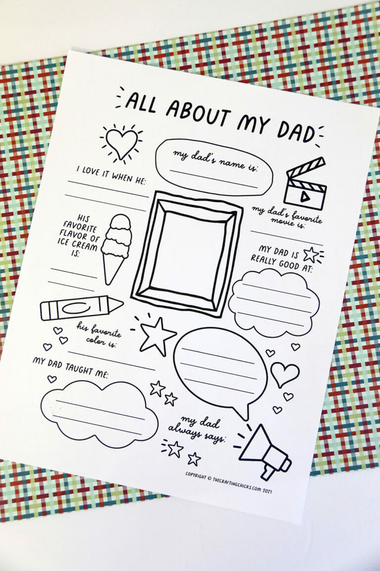 All About Daddy Printable Free And If You Have A Younger Kid Who Wants