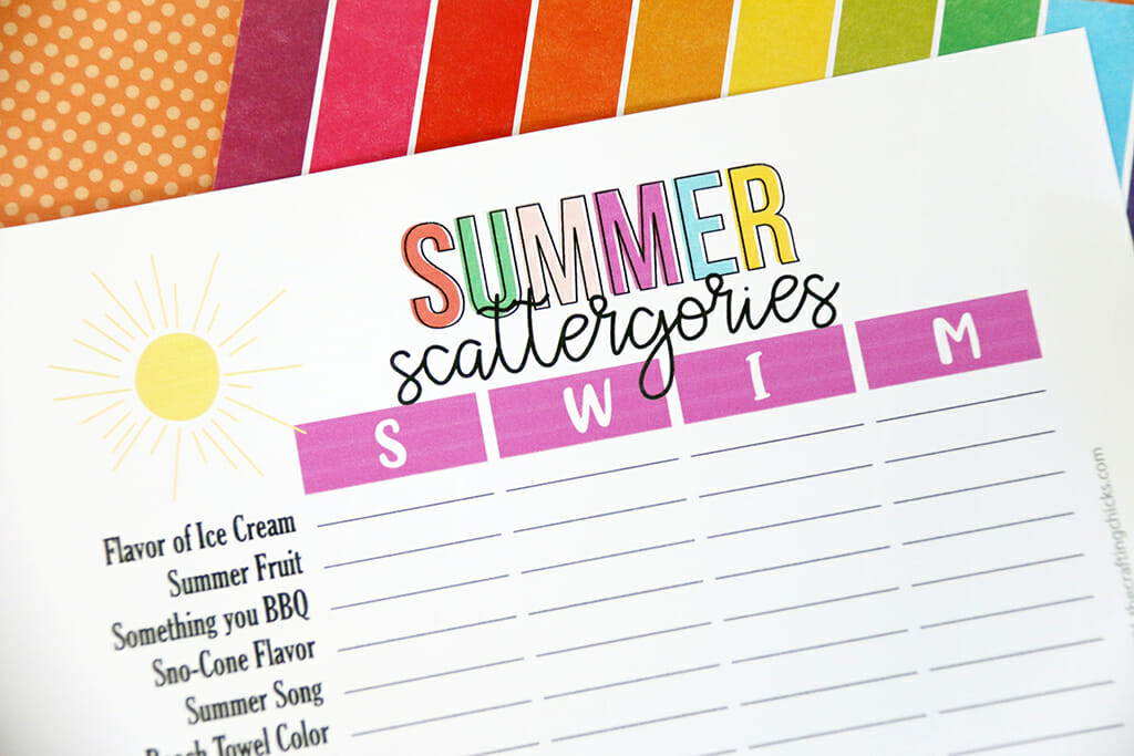 Summer Scattergories Printable Game