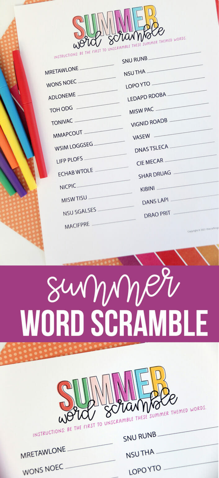 Summer Word Scramble Printable Game - The Crafting Chicks