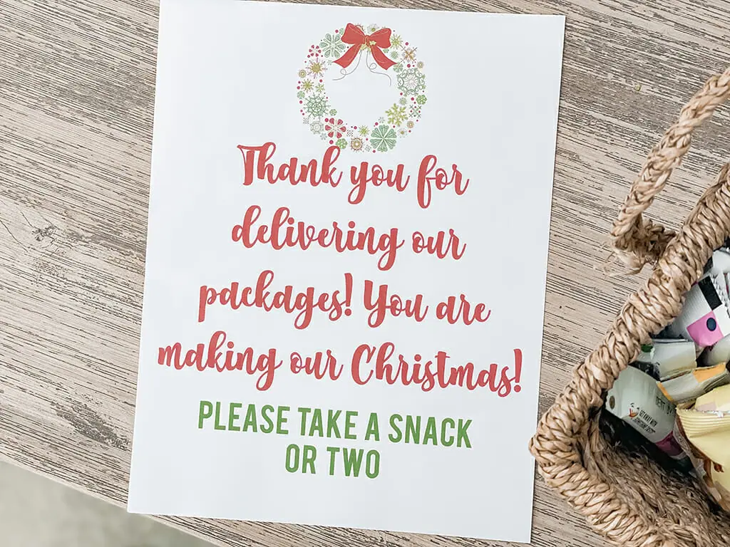 Delivery Driver Thank You Holiday Sign on wooden background
