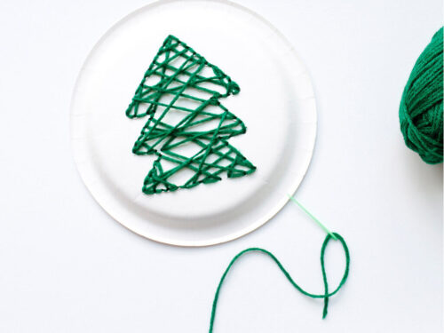 Hand-Sewn Paper Plate Christmas Tree Craft for Kids - The Crafting Chicks
