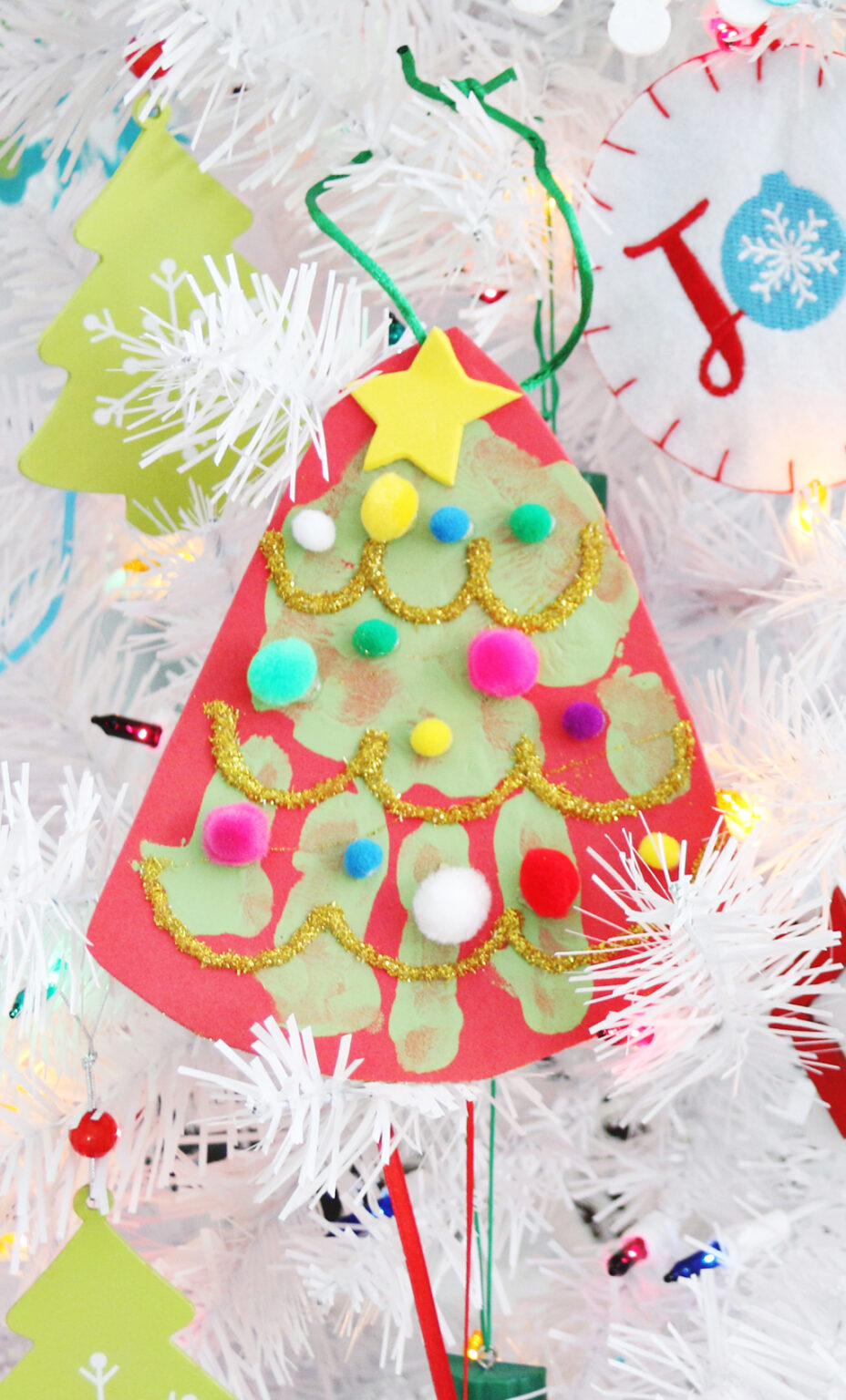 DIY Handprint Christmas Tree Ornament Craft for Kids - The Crafting Chicks