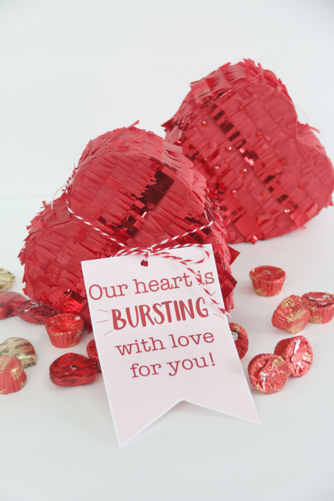 Heart piñata Valentine doorstep surprise
